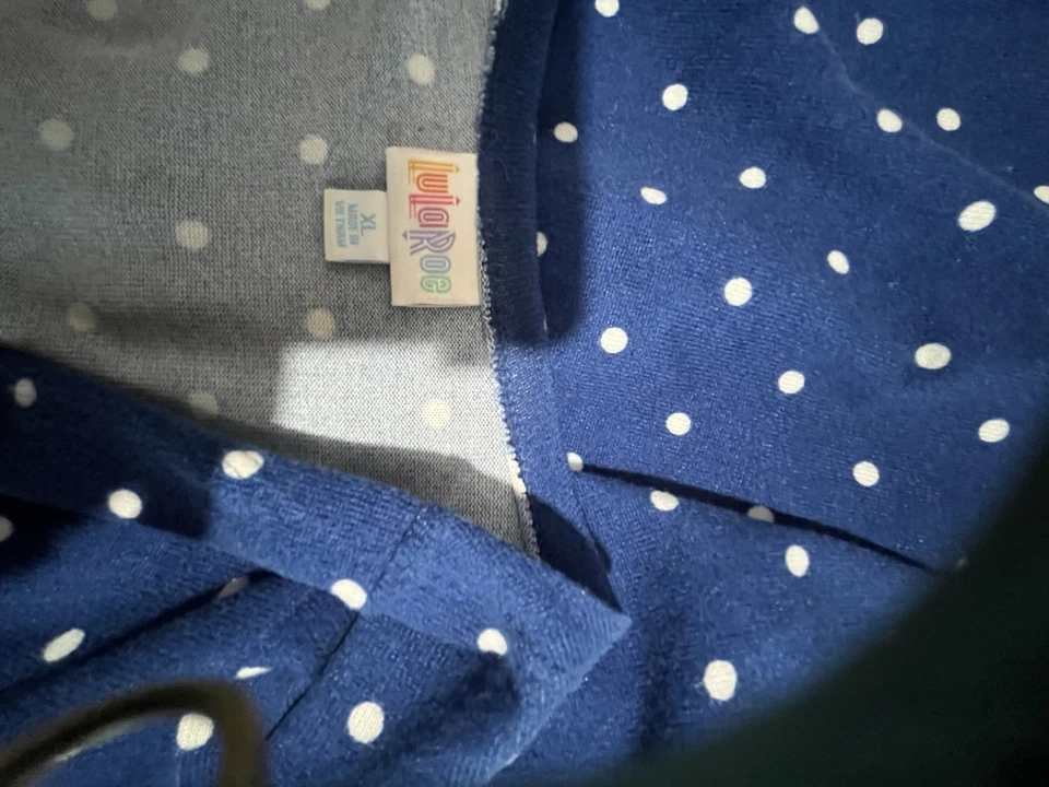 Lularoe Mujer XL Cárdigan Largo Azul/Blanco Lunares Foto 3 de 4