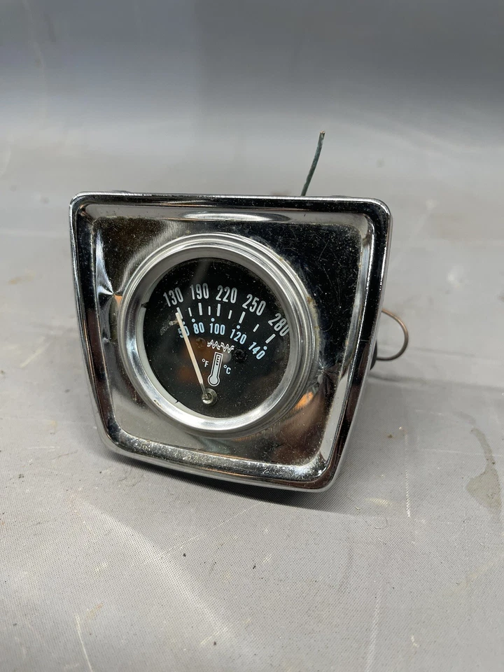 Amplificador de aceite de repuesto vintage medidor de temperatura bisel cromado moldeo rata Hot Rod Foto 3 de 4