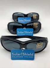 "3 Pack" Solar Shield POLARIZED Black Fits Over Sunglasses M/L FO 038 BLK SMK