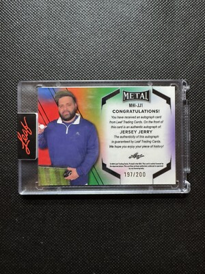 2024 Leaf Metal Jersey Jerry Inscriptions Green Auto Barstool /200