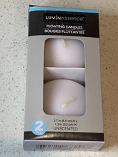 Luminessence 2 Floating Candles White Unscented 2.7 in x 1.3 in FAST FREE SHIP