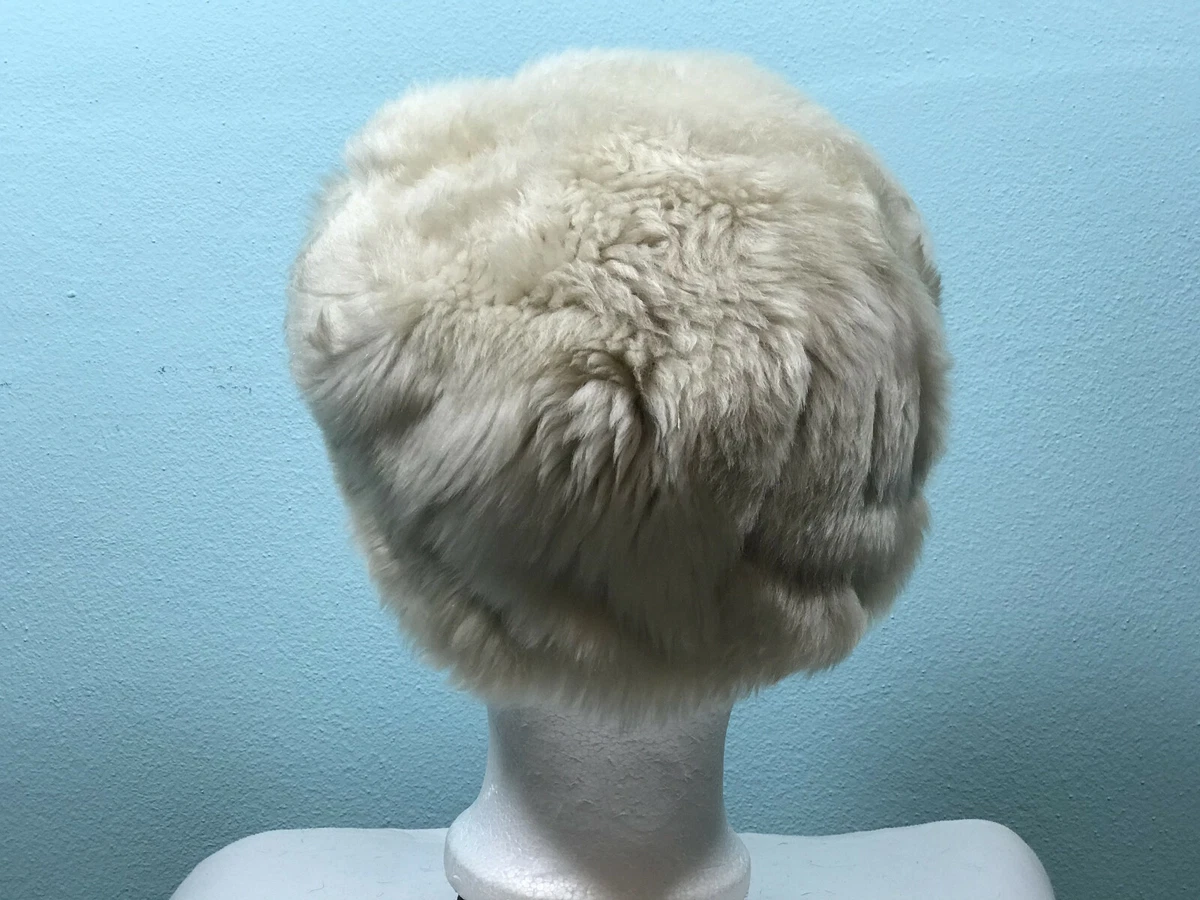 DAMEN LAMMFELL PELZ MÜTZE HUT WEISS ELEGANT TOP!
