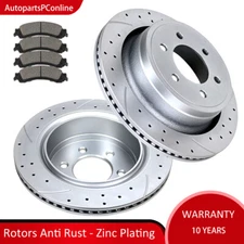 Rear Slotted Rotors Brake Pads for 10-11 Ford F-150 Brakes 6 Lug Disc Brakes Kit