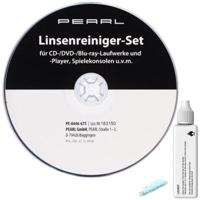 PEARL Linsenreiniger-Set für CD-/DVD-/Blu-ray-Laufwerke und -Player u.v.m.