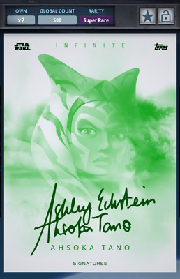 Topps Star Wars Card Trader 2017 Ahsoka Tano Infinite Green Signature 500cc