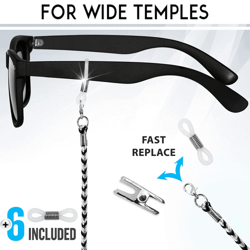 Eyewear Retainers Eye Glass String 3 Cords Strap Holder Eyeglass Chain Silver - Picture 2 of 6