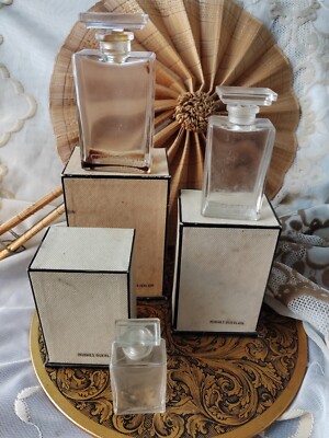 VINTAGE 1950s HUGHES GUERLAIN SET OF THREE PERFUME BOTTLES SPLASH GROUND STOPPER