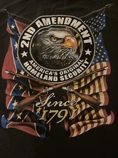 Hot Leathers Men’s T Shirt 2XL Short Sleeve Black 2nd Amendment American Eagle
