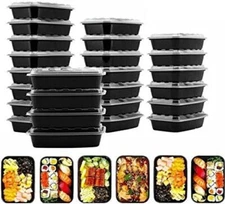 38oz Food Containers with Lids Meal Prep Plastic BPA FREE Microwavable Reusable