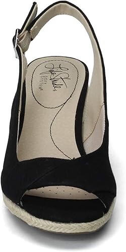 LifeStride Women's Socialite Slingback Espadrille Wedge Sandals, Black Size 9.5W - Picture 4 of 7