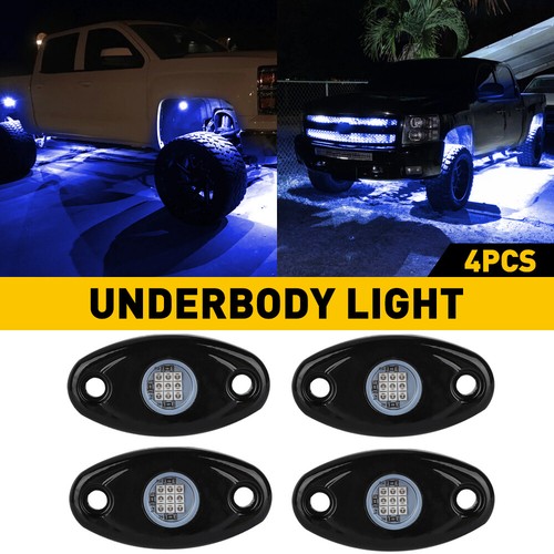 4Pcs Blue LED Rock Light Lamp Underbody Offroad SUV Pickup Truck UTV Motorcycle - Picture 2 of 16
