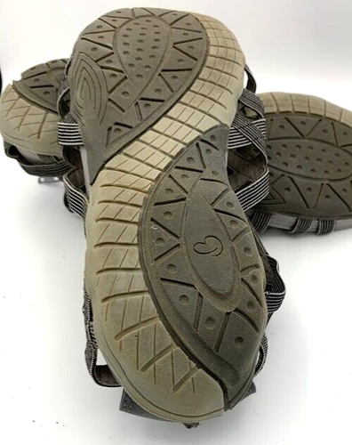 Baretraps Sandal Gladiator Style (Zip Heels) Gray Elastic Open Toe Women SZ 8.5 - Picture 5 of 10
