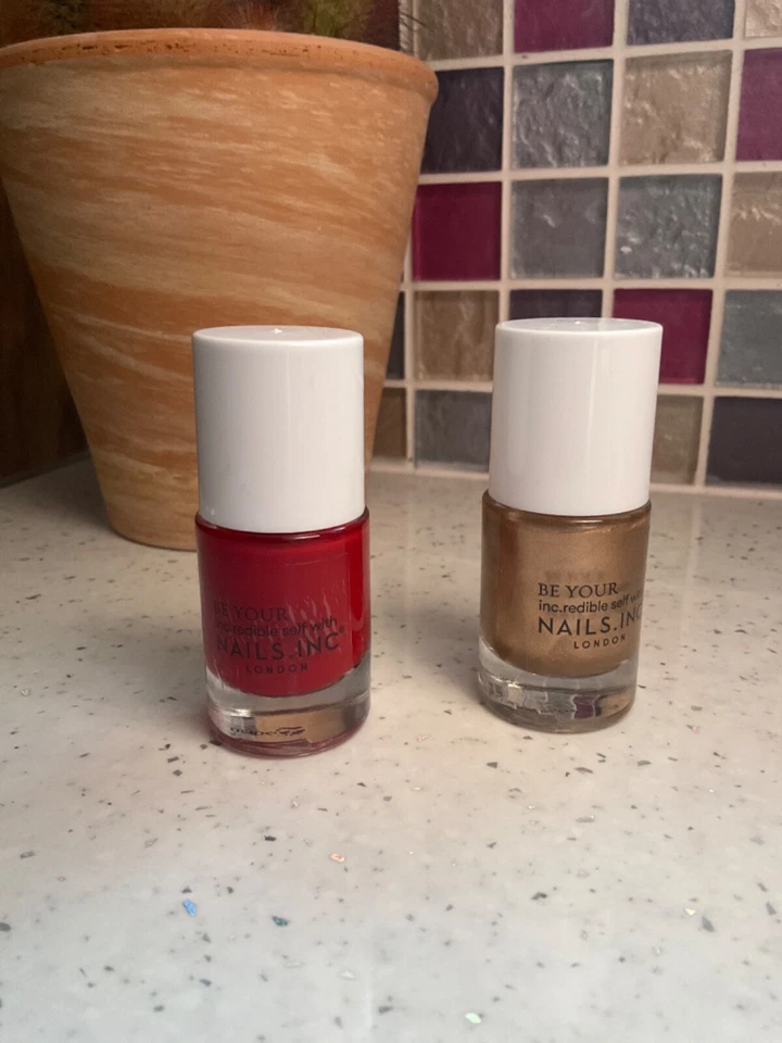 NAILS INC 2 X NAGELLACKE V&A - RED AND CROWN PLACE - GOLD JE 10ML - NEU