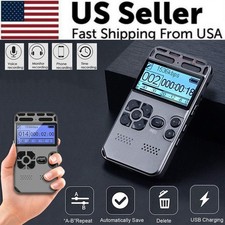64GB Digital Voice Recorder LCD Audio Sound Dictaphone MP3 Player Rechargeable
