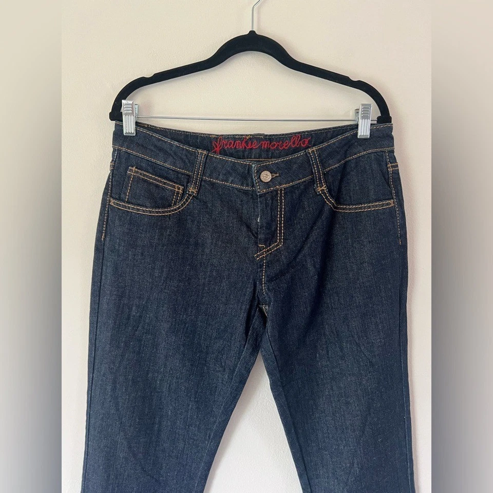 Pantalones de mezclilla para mujer Frankie Morello Milan lavado oscuro pierna recta talla 31 Foto 4 de 4