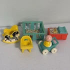 Vintage 1972 Fisher Price Little People Nursery Furniture Playset #761 Baby
