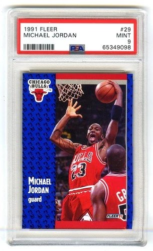 MICHAEL JORDAN~CHICAGO BULLS~1991 FLEER PSA-9 MINT HOT GRADED CARD#29 (NEW CASE)