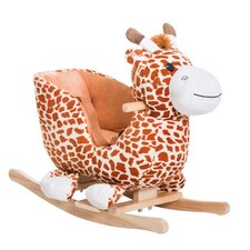 Ride-On Giraffe Rocking Horse by - Plush Toy with Music, Security Belt