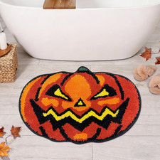 Halloween Bathroom Rug, Halloween Bathroom Decor, Pumpkin Rugs