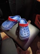 SKECHERS Foamies Kids Clog Sandals Blue/Red Slip-On Strap Logo US 8.5