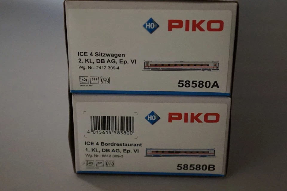 H0 1:87 Piko 58580 A + B Sitzwagen & Bordrestaurantwagen DB Ep. VI TOP in OVP