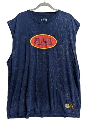 VON DUTCH Sleeveless Graphic Muscle T SHIRT Blue Men's Size 2XL