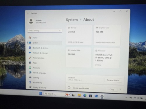 Dell Latitude 7390 13" Laptop i7-8650U 1,9GHz 256GB SSD 16GB RAM Win11 Exc Batt - Zdjęcie 10 z 15