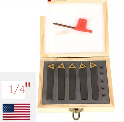 5 pc 1/4'' Lathe Indexable Carbide Insert + Turning Tooling Bit Holder Set