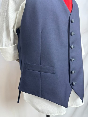 SuitSupply Ferrara 100% Wool blue Waistcoat Vest V-neck Single Breasted US 42R - Picture 3 of 17
