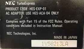 NEC TURBOGRAFX-16 TURBO EXPRESS HANDHELD GAME CONSOLE (CP2022975)