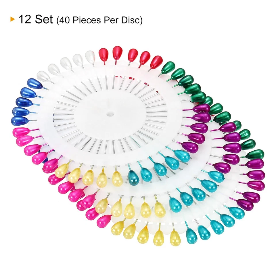 12 Set Sewing Pins, Corsage Decorative Straight Pin for Crafts, Multicolor Foto 3 de 4