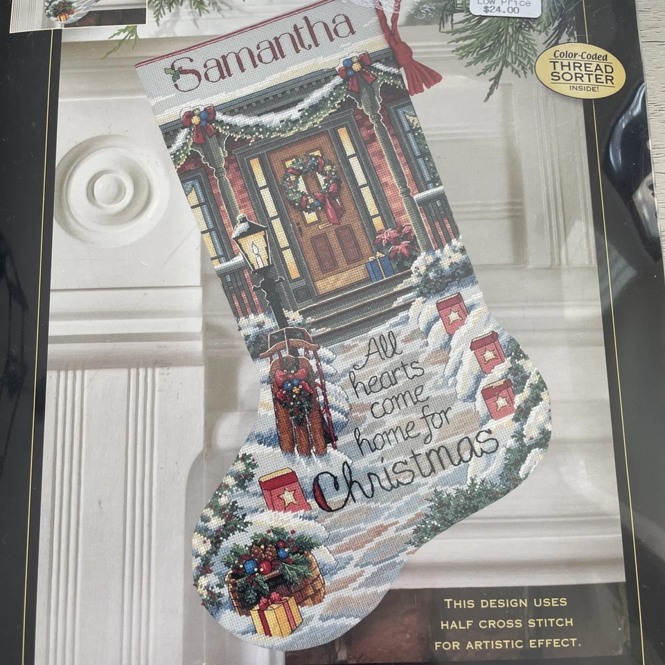 Dimensions Gold Collection All Hearts Come Home stocking cross stitch kit new - Image 3 of 4