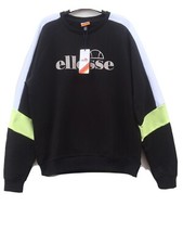 Image of Ellesse Women's Black White Lime Logo Sweatshirt Size 12 BNWT