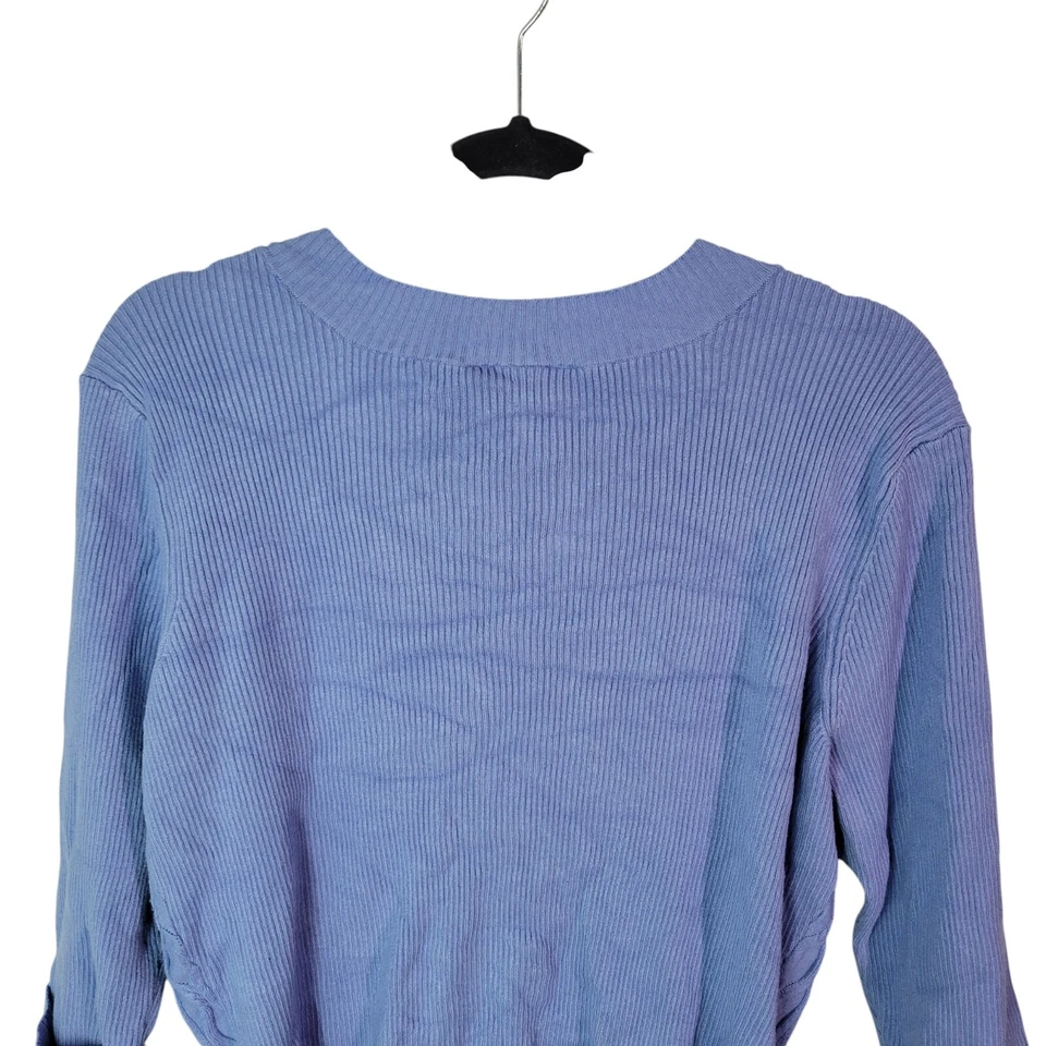 Sudadera Studio 1940 para mujer talla XL azul lisa manga 3/4 acanalada tejida Foto 4 de 4