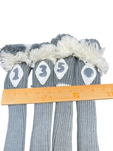 Vintage NOS High Skore Pom Pom Golf Club Head Covers Knit Socks Gray / White - Picture 4 of 8