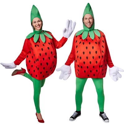 Kostüm Erdbeere Unisex Halloween Karneval Fasching Damen Herren Obst Frucht