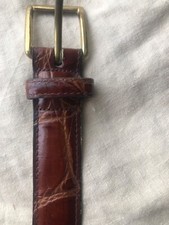 Vtg Christian Dior brown ss Croc Embossed Genuine Leather Belt made in USA brass