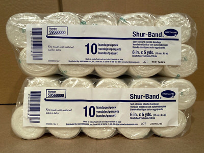 Hartmann Shur-Band Self-Closure Elastic Bandage 6 Inch by 5 Yards Lot of 20