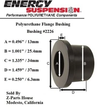 1" O.D. x 1/2" I.D. Polyurethane Flange Type Bushing by Energy (2226G)