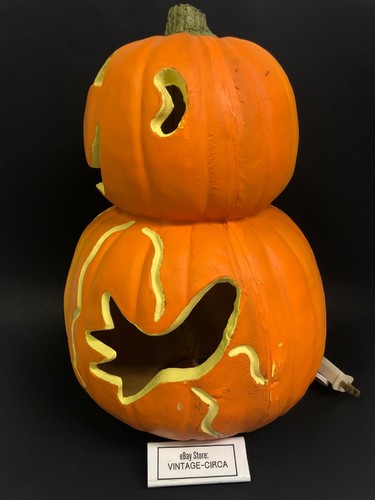 RARE GEMMY FOAM PUMPKIN JOL - Head and Body HALLOWEEN BLOW MOLD LIGHT LARGE 15" - Picture 3 of 12