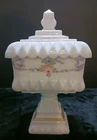 Vintage Westmoreland Milk Glass Covered Wedding Candy Dish Compote Ribbons & Bow