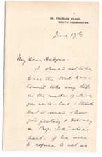 Ray Lankester (1847-1929) Signed Letter / Autographed Evolutionary Biologist