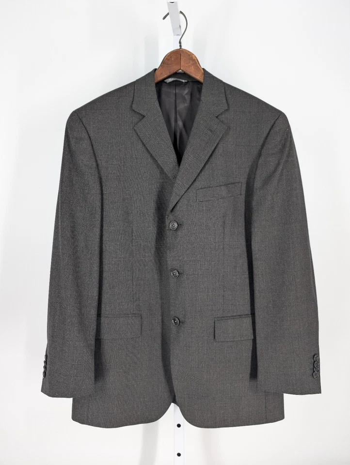 Chaqueta Blazer Barney's New York De Colección Y2K Azul Verde Pata de Gallo Cuadros 40" Italia Foto 2 de 4