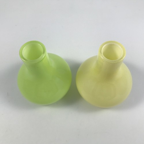 IKEA Sueco Arte Vidrio Barbro Wesslander 2 Jarrones - Pia Amsell Amarillo y Verde - Imagen 4 de 9