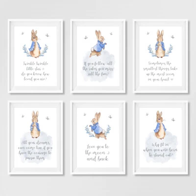 Peter Rabbit Quote Nursery Prints Childrens Bedroom Pictures Decor Wall Art Gift