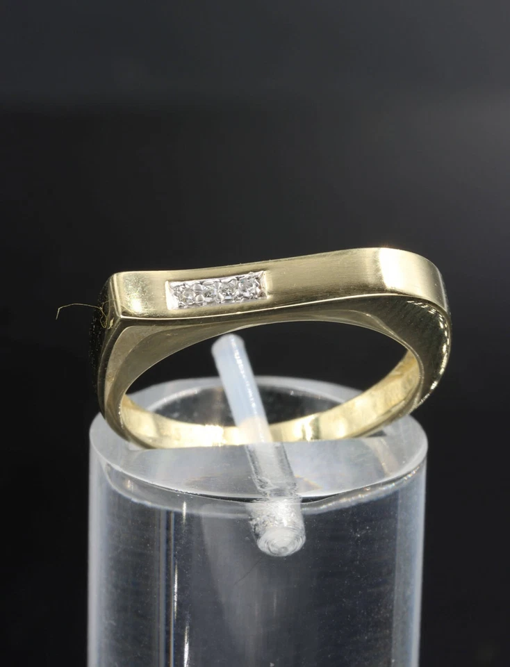 585/- Gelbgold Ring mit Diamanten, 0,02 Ct, Ringgröße 54, guter Zustand. - Bild 3 von 3