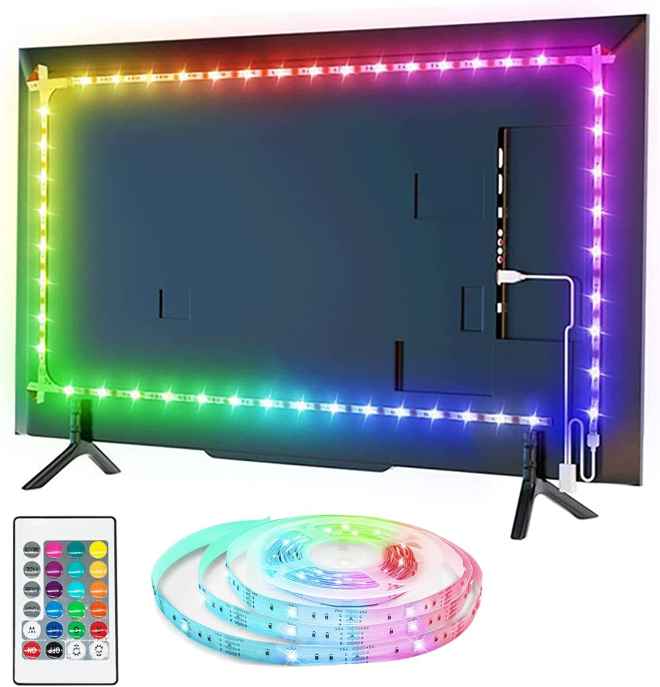 LED Strip Lights, 16.4ft TV Light Strip for 32-80 inch TV/Monitor Backlight, USB-image
