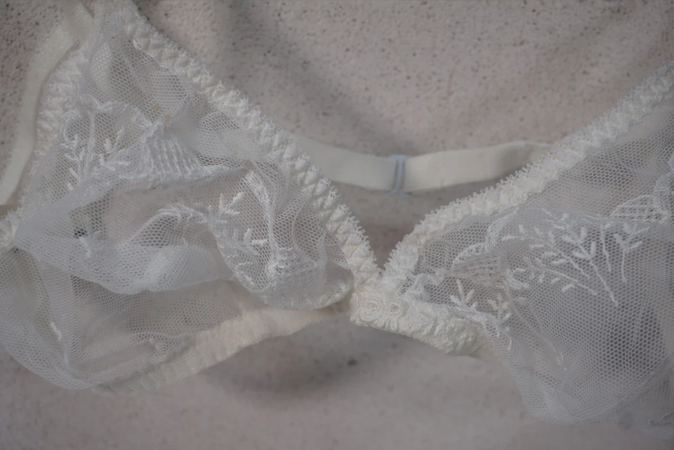 Vintage Christian Dior Lingerie Büstenhalter BH weiß blanc transparent 70B  - Bild 4 von 4