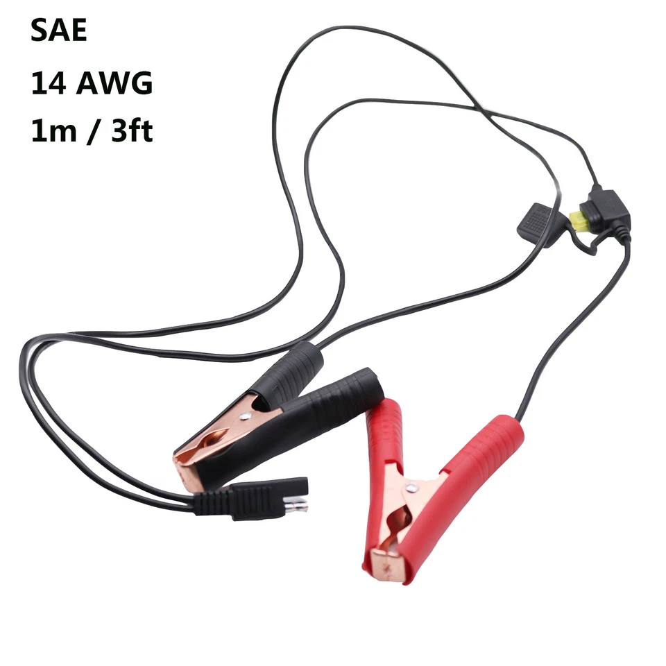 14AWG Battery Alligator Crocodile Clip To SAE Connector Extension Adapter Cable - Image 2 of 4