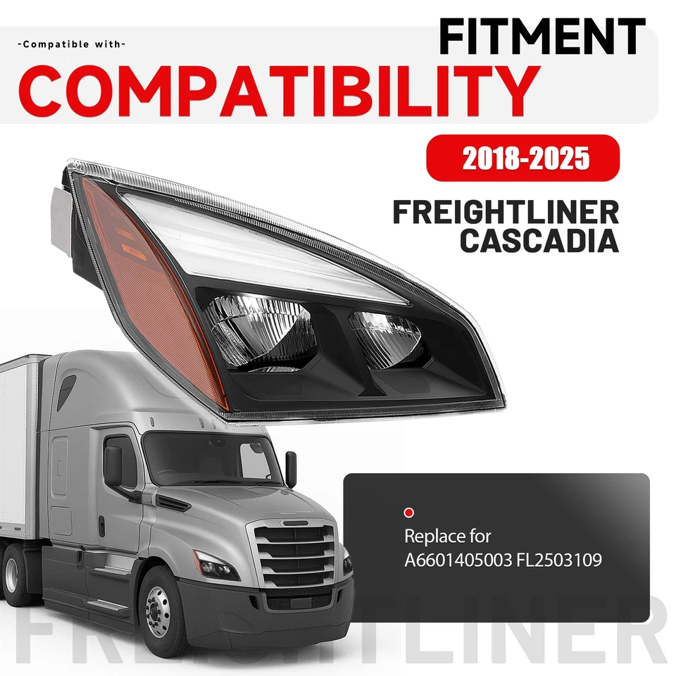 Fit Freightliner Cascadia 2018-2025 Full LED Passenger Side Headlight Headlamp - Image 2 of 4